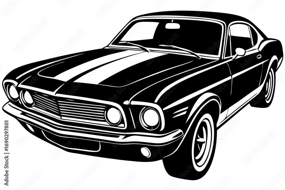 Obraz premium Classic Muscle Car Silhouette Vector