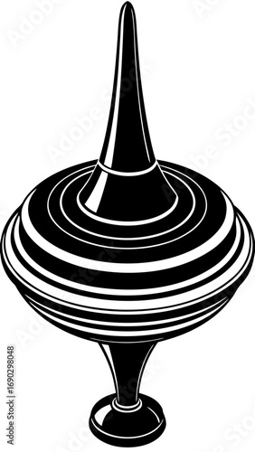 Toy Spinning Top Silhouette Vector