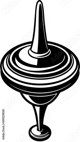 Toy Spinning Top Silhouette Vector