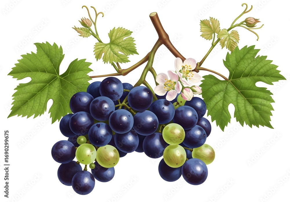 Fototapeta premium Fresh Ripe Grapes On A Branch