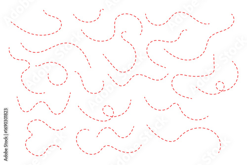 Path travel dotted line trip dashed trace destination track plan and silhouette, travelling symbol . Transport dot paths lines traces tourism design. Vector illustration