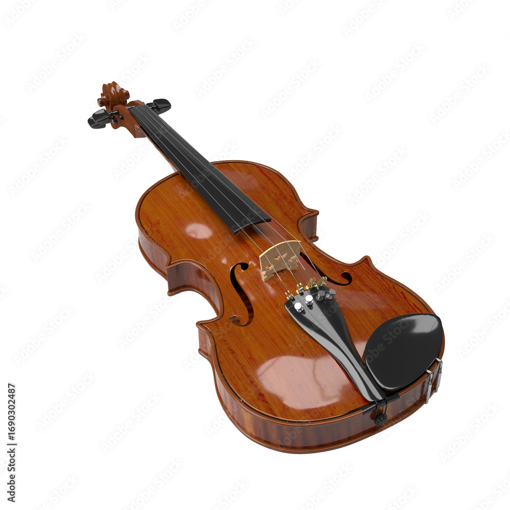 Obraz premium Classical Violin's Serenity: A meticulously crafted violin, exuding warmth and timeless elegance, lies in delicate repose, inviting the audience to a world of musical artistry.