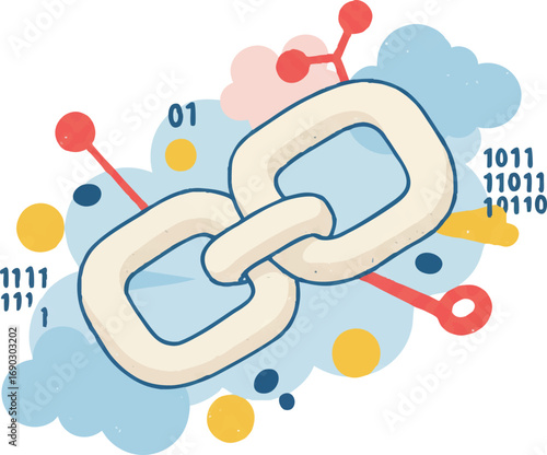 Digital Chain Link Connection Network Binary Code Illustration
