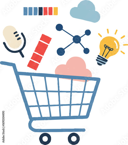 Digital Content Ideas and Creative Assets in a Shopping Cart