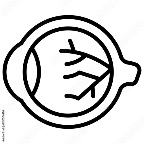 Retina Outline Icon Design Vector - Human eye retina illustration with vessels, representing vision, ophthalmology, or medical anatomy