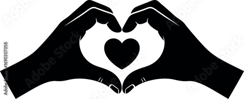 Hands forming heart shape with inner heart symbol symbolizing love and care vector
