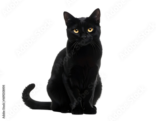 Elegant silhouette of a mysterious black cat, symbol of magic and witchcraft