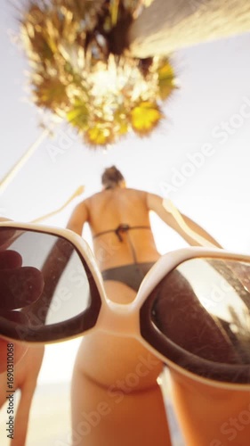Immerse in vibrant Summer Beach Vibes, with stylish sunglasses and swaying palm trees