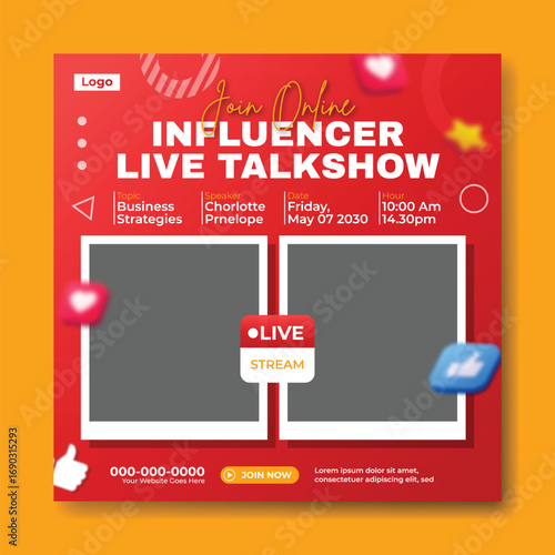Young influencer girls hosting a live talkshow event with social media engagement elements