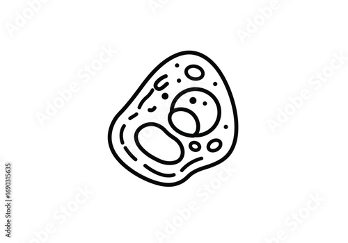Cell drawing. It is a simple line art sketch of a cell, the basic structural and functional unit of all known living organisms, depicted with various internal organelles. Vector sketch line art draw.