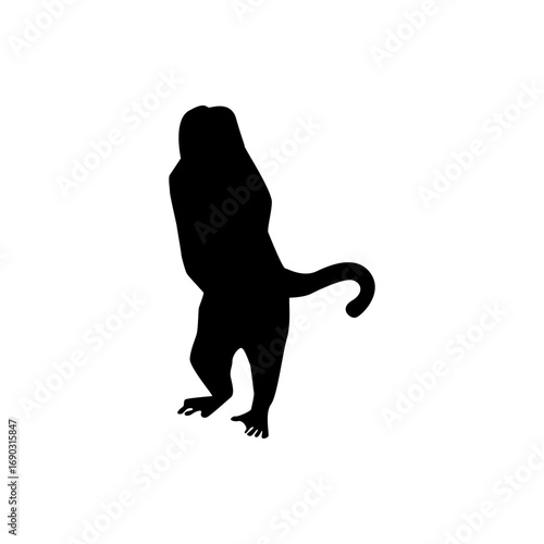 Monkey silhouette, primate animal, black silhouette vector of monkey