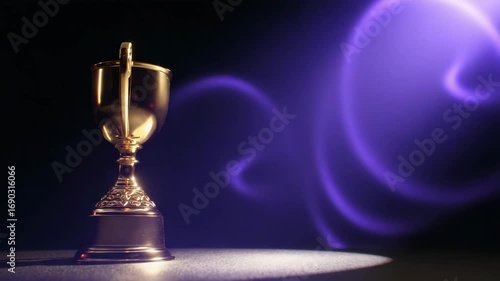 Wallpaper Mural Golden Trophy Award: Cinematic Celebration,  Purple Swirls, Spotlight Effect Torontodigital.ca