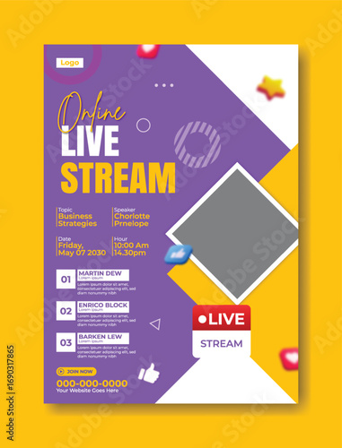 Dynamic live stream event announcement with modern design and engaging visuals