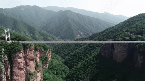 Zhangjiajie Grand Canyon Glass Bridge With Green Trees Around