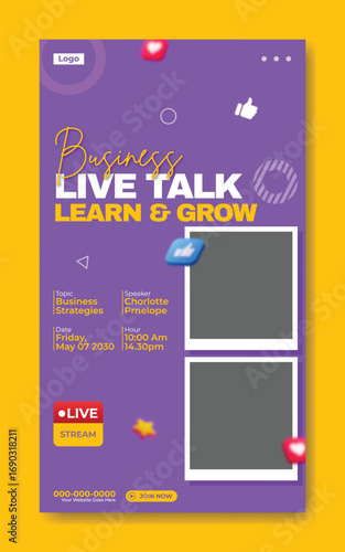Engaging live talk session promoting learning and personal growth with interactive elements