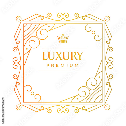 Luxury Premium Label With Golden Frame And Crown