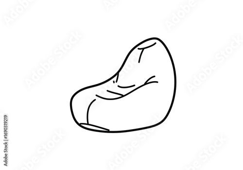 Bean bag chair drawing. It is a line art sketch of a bean bag chair, a soft, casual seat filled with small pellets that conforms to the user's body for ultimate comfort. Vector sketch line art draw.