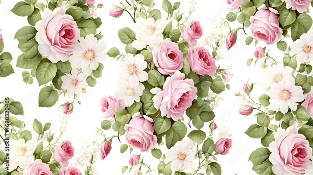 Fototapeta seamless pattern with pink flowers