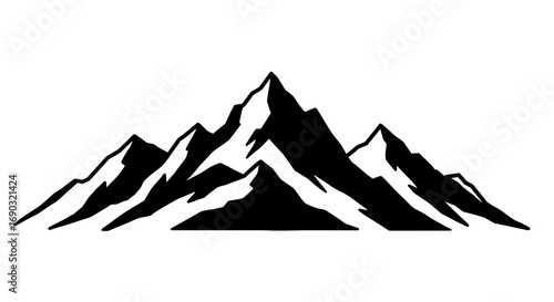 Majestic Mountain Peaks A Striking Black and White Illustration