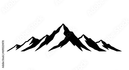 A striking silhouette of majestic mountain peaks against a serene backdrop, symbolizing adventure and exploration