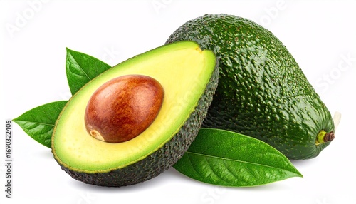 Fresh avocado isolated on white background