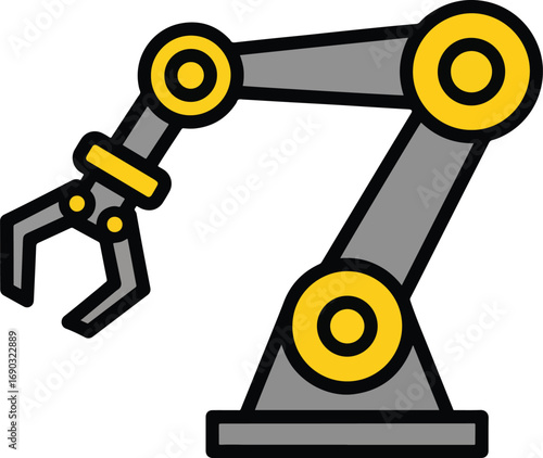 Robotic arm extending in a factory setting, showcasing precision and automation in modern manufacturing, symbolizing technological advancement.