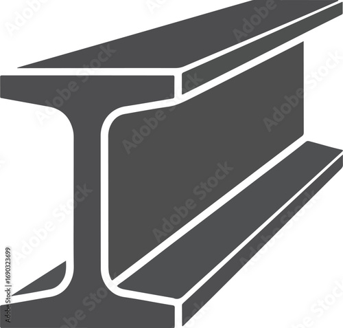 Steel ibeam resting on a surface, showcasing its structural integrity and industrial applications in a modern, minimalist style.