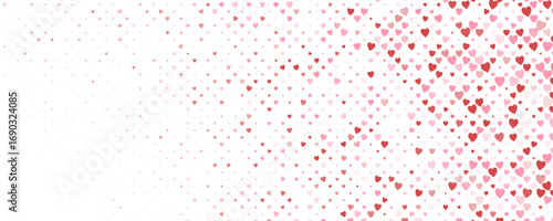 Scattered red hearts love pattern saint valentines texture wedding background, ideal for invitations, romantic fabric textile, mothers day backdrop, romance BG. Vector Illustration