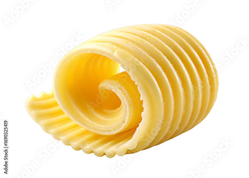Butter curl roll dairy food isolated on white background