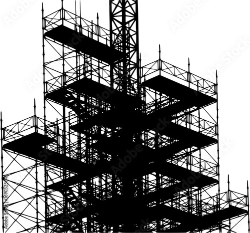 Scaffolding black silhouette, construction vector illustration