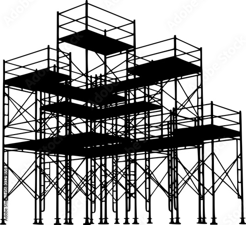 Scaffolding black silhouette, construction vector illustration