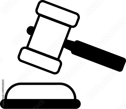 Scalable vector illustration of a black gavel icon representing justice and law