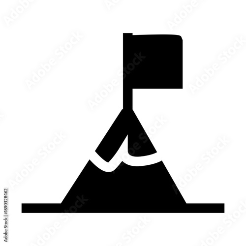 black mountain with flag vector illustration