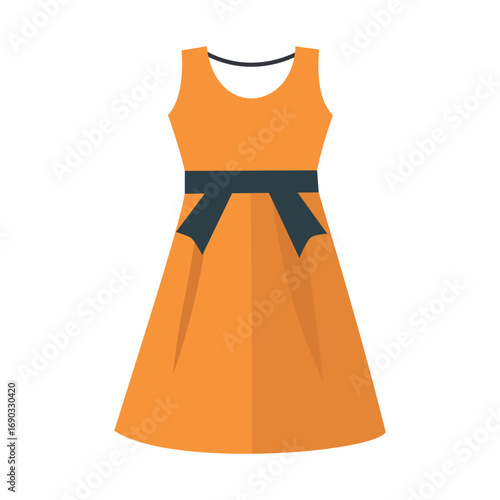 a sleeveless dress with a black belt, perfect for boutique logo, fashion, summer, casual or formal occasions