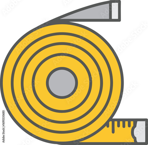 Yellow measuring tape coiled neatly on white surface, showing precision and accuracy in measurement for various applications.