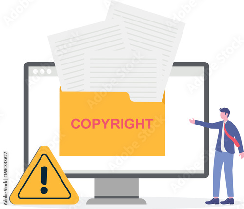 Legal Notice, Copyright Infringement, DMCA Takedown Concept with Character.

