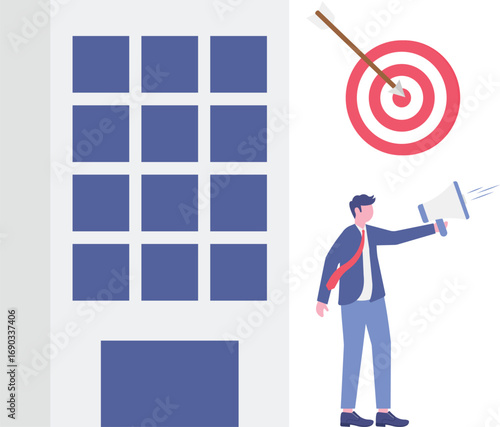 Company branding, competitive analysis, product positioning concept with tiny people.

