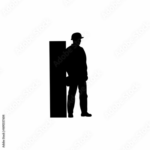 Structural engineer silhouette monitoring earthquake resistant structure isolated on white background