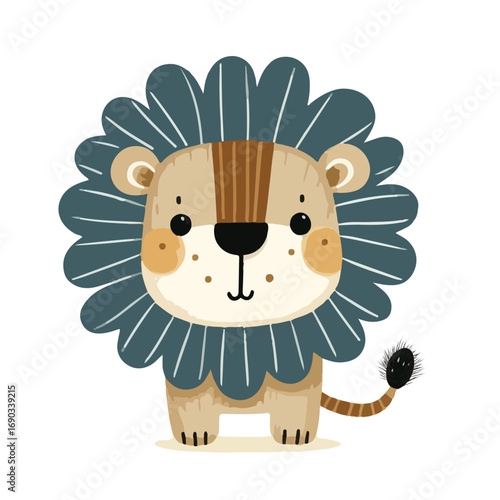 Lion flat sketch artwork. 