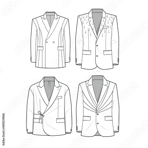 blazer jacket flat sketch fashion artwork