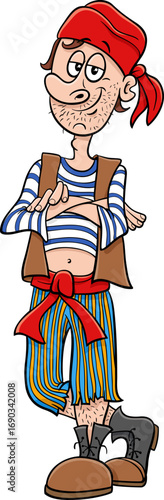 funny cartoon young pirate or corsair character