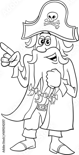funny cartoon pirate or corsair captain comic character coloring page
