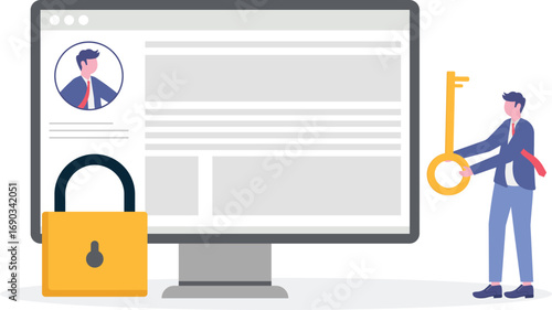 Flat data protection law with people characters concept.
