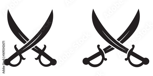 Sword icon set silhouette vector
