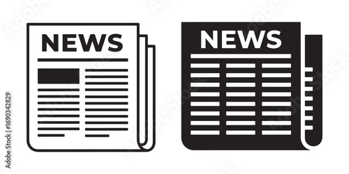 Newspaper news icon set silhouette vector