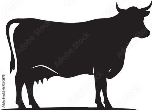  Dairy Cow Silhouette Vector Graphic with Udder and Horns