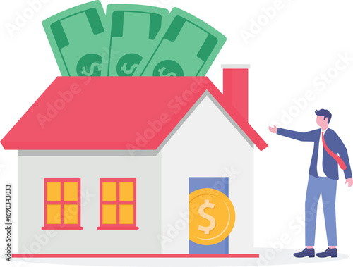 People invest money in real estate property. House loan, rent and mortgage concept
