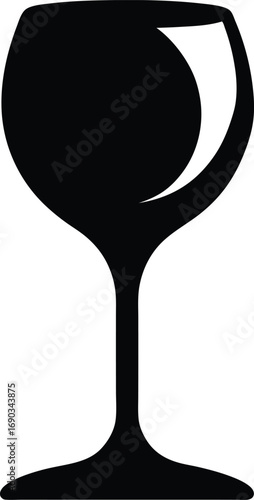 Black wine glass icon vector