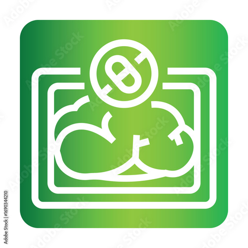 antibiotic free meat black line icon for digital and print projects.  Minimal clean icons for apps and websites.