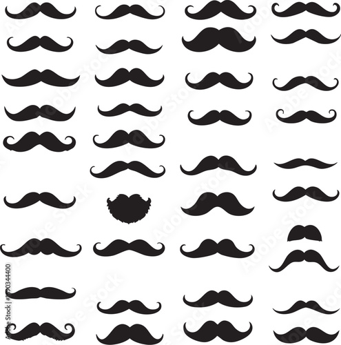 Collection of Mustache Vector Graphics in Various Styles